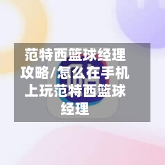 范特西篮球经理攻略/怎么在手机上玩范特西篮球经理