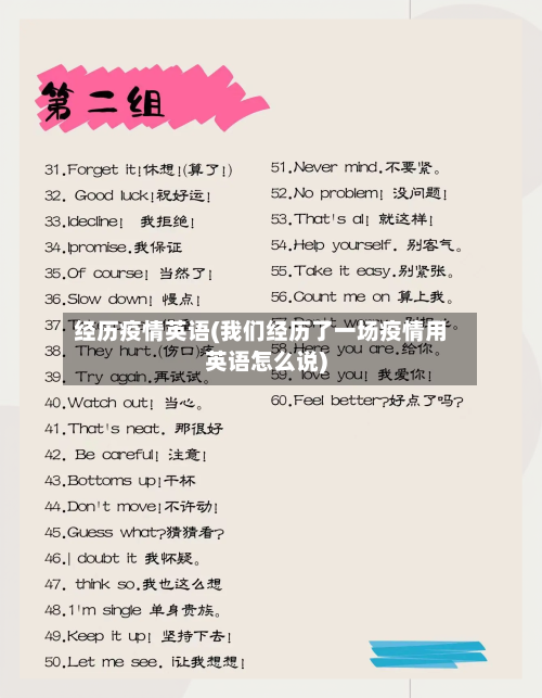 经历疫情英语(我们经历了一场疫情用英语怎么说)