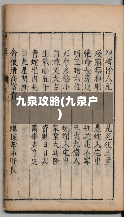 九泉攻略(九泉户)-第2张图片