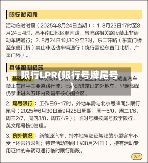 限行LPR(限行号牌尾号)