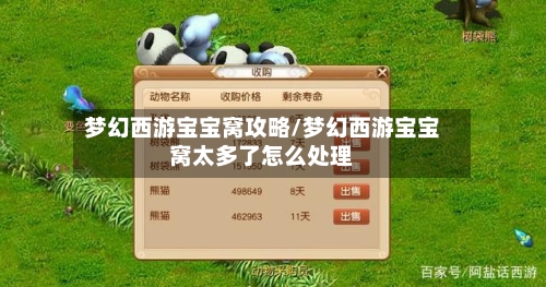 梦幻西游宝宝窝攻略/梦幻西游宝宝窝太多了怎么处理-第3张图片